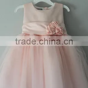 2017 Latest Design Wholesale Baby Clothes One Piece Summer Stain Cheap Children's Boutique Fashion Pink Baby Girl Wedding Dress thumbnail-3