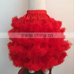 High Quality Toddler Girls Red Chiffon Four Ruffles Birthday Pettiskirt thumbnail-1