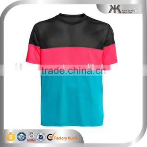 Custom Black Mesh Dry Fit Sportswear Striped Man Running t Shirt thumbnail-1