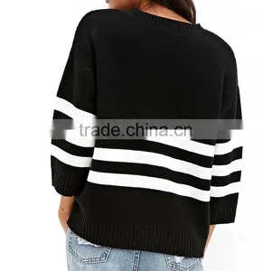 Double Stripe Special Design Knit Sweaters for Women thumbnail-3