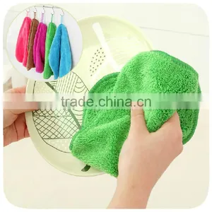 25X25CM Microfiber Coral Fleece Flannel Table Knit Hand Cloth thumbnail-1