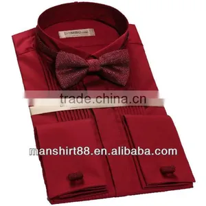 100% Cotton High Quality Wing-tip Collar French Cuff 1/4" Pleats Tuxedo Hirts for Men thumbnail-2