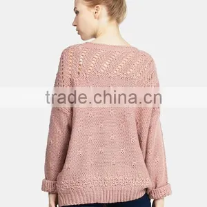 2017 Trendy Wholesale Woman Free Knitted Loose Sweater Patterns With Custom Made thumbnail-3