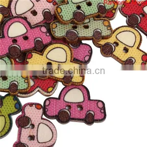 2 Holes At Random Car Shape Wood Sewing Buttons thumbnail-1