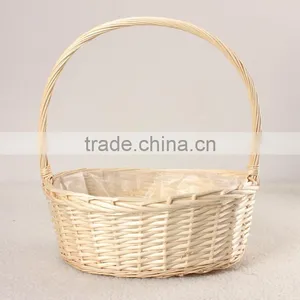 Hot Sale Universal Large White Wicker Handmade Round Hamper With Handle Flowers Fruits Bread Picnic Gift Storage Basket thumbnail-2