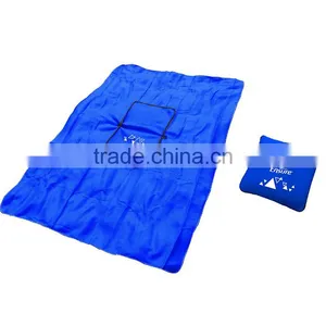 Red & Blue Printed Logo Car Company Gift Polar Fleece With Zipper Travel 2 in 1 Pillow Blanket thumbnail-1