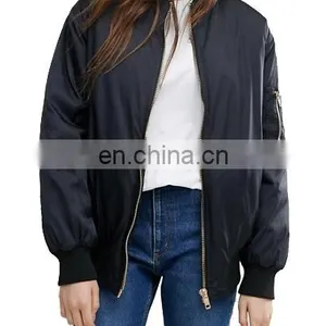 Factory OEM Smooth Nylon Padding Women Bomber Jacket thumbnail-2