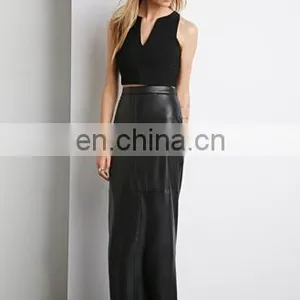 2015 New Design Fashion Women Leather Long Maxi Skirt thumbnail-3