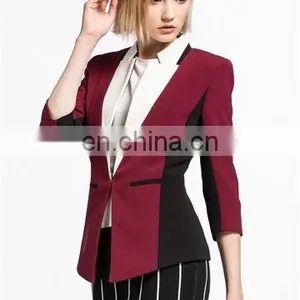 High Quality Women Blazer Formal Blazer ,Color Stitching Female Suit Collar 7 Minutes Of Sleeve Cultivate One thumbnail-3