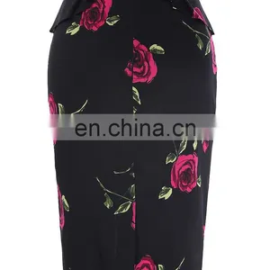Grace Karin Occident Women's Hips-Wrapped Vintage Retro Cotton Printed Pencil Skirt CL008928-10 thumbnail-2