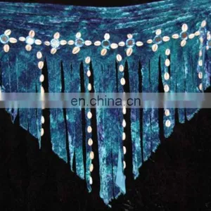 Tribal Velvet Scarf in Tye Dye With Velvet Fringe thumbnail-1
