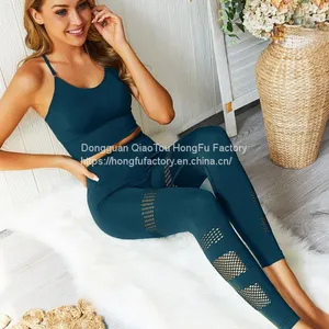 Women's 2 Piece Outfits Yoga Wear Sets Crop Top Legging Workout Suit Swear thumbnail-2