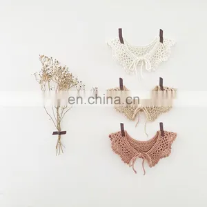 2020 Autumn New Ins Baby Girl Lotus Leaf Collar Wild Hand Hook Collar Baby Girl Cotton Hook Flower Collar Hollow thumbnail-1