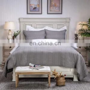 2 Layers Cotton Crinkle Gauze Stripe Embroidery Bedding Quilt thumbnail-1