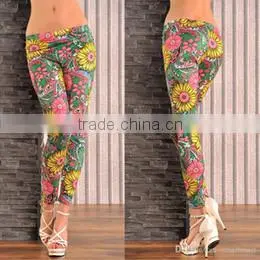 Women Sexy Floral Print High Elastic Skinny Leggings Milk Silk Slim Capris Pants Velvet Stylish Western Fashion Winter Legging P thumbnail-2