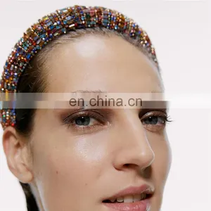Fashion Designer Luxury Handmade, Glitter Crystal Rhinestone Wide Padded Headband for Women Hair Accessories Jewelled/ thumbnail-5