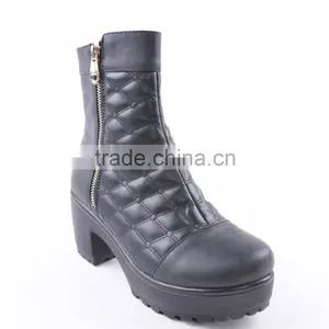 Wholesale Cowboy Indian Army Half Wellington Mid Heel Boots With Double Zippers thumbnail-2