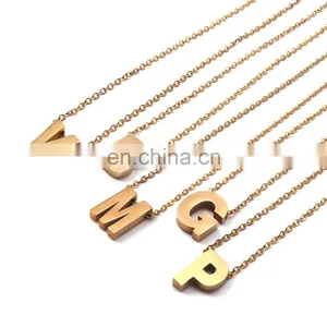 Gold Plated 18K Gold Plated Filled Pendant Charm A-Z Stainless Steel Letter Alphabet Initial Necklace thumbnail-1