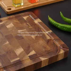 Custom Design Organic Butcher Square Kitchen Natural Cooking Boards Acacia Wood End Grain Chopping Wooden Cutting Board thumbnail-3