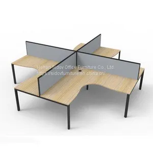 DELUXE 4 PERSON PROFILE LEG CORNER WORKSTATION POD WITH SCREEN thumbnail-1