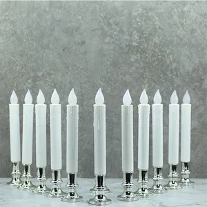 Christmas Candlesticks Automatictimer Remote Control Silver Removable Holders Window Wick Candles thumbnail-3