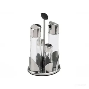 Classic Glass Condiment Set With Stand thumbnail-4