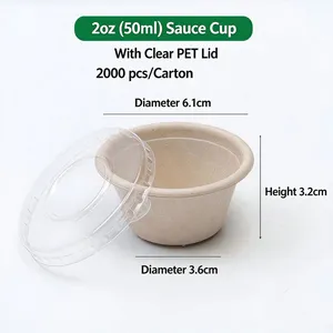 Disposable Straw Pulp Sauce Cup 60ml Oil-Proof Compostable Paper Pulp Condiment Cup thumbnail-5