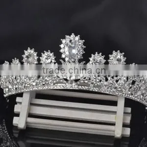 The New Bride Crown Headdress Red Diamond White Wedding Jewelry thumbnail-4