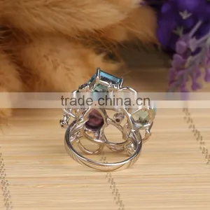 Mirror Polished White Rhodium Fashion Sterling Silver Jewelry Ring With Stock thumbnail-5