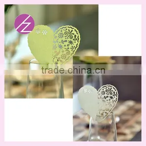 Paper Craft Wine Glass Place Card for Christmas Cheap Escort Place Card on Wine Glass Hear Shape Design JK-80 thumbnail-4