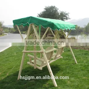 Two Seat Wooden Patio Swing With Canopy thumbnail-2