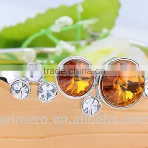 Fashion Silver Plated With Crystal Round Charms Bracelets Bangles Wedding Jewelry thumbnail-5