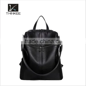 China Supplier Leather Backpack 2016 High Quality Fashion Women Bag Black Leather Backpack thumbnail-1
