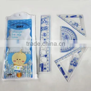 2014 New Factory Wholesale School 18cm Plstic Stationary for Student Ruler Set thumbnail-1