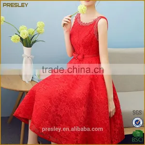 Presley Oem Wholesale Ladies Suits Lace Red Design New Model Girl Dress thumbnail-1