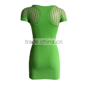 2016 Wholesale OEM Service Fitness Wear Wholesale Sexy Mesh Sleeve Ruffle Women Summer Dress thumbnail-3