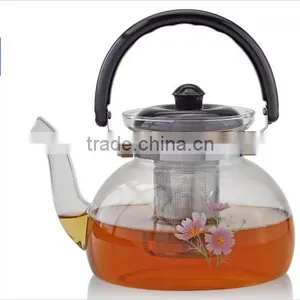 Hot Selling Customized Transparent Heat-reisistant Glass Teapot With Stainless Steel Infuser/Filter/Strainer thumbnail-3