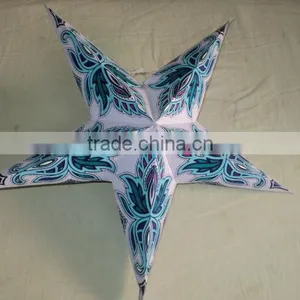 Turquise Glitter Printed Paper Star Lanterns thumbnail-1