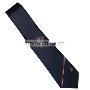 Club Plain Tie in Blue With Logo thumbnail-1