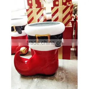High Glossy Shopping Mall Fiberglass Christmas Santa Boot Decoration , Outdoor Yard Decorations thumbnail-1