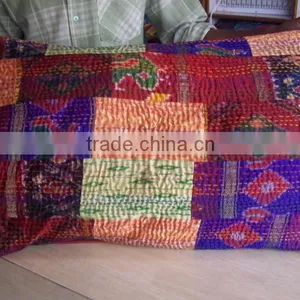Ethnic Design Thread Work With Colored Patch Cotton Cushion Cover 45*45cm thumbnail-1