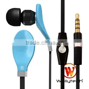 Fashionable Flat Cable Metal Earphone For Iphone With Mic thumbnail-1