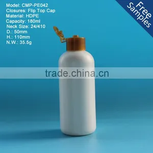 White 180ml HDPE Bottle With Flip Top Cap, 6oz HDPE Flip Top Bottle thumbnail-1