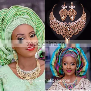 Fashion Jewelry Crystal Bead African Handmade Crystal Rhinestone Jewelry Set 18k Gold Jewelry thumbnail-1