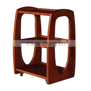 2016 Good Quality Pine Wood Trolley Cart Black Wooden Salon Trolley Salon Trolly thumbnail-1