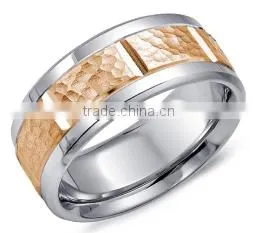Coolman Fashion Men Jewelry Sand Rose Gold Tungsten Ring,hammer Surface Mens Tungsten Carbide Ring CMR-038-1 thumbnail-1