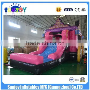 2016 New Design China Sunjoy Inflatable Pink Combo Castle Combo With Slide for Sale Outdoors thumbnail-1