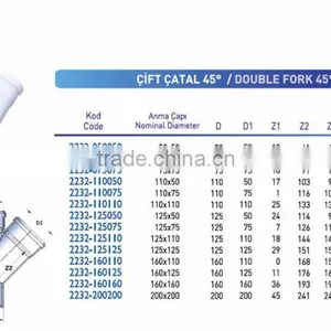 PVC Pipe Fittings 45 Degree Double Fork thumbnail-2