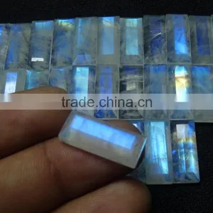 Best Quality Rainbow Moonstone Faceted Rectangular Shape 20x8mm Blue Flashy Moonstone thumbnail-4