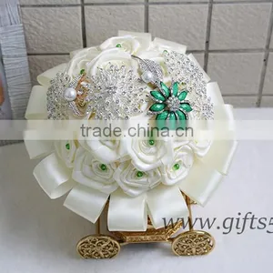 Handmade Elegant Jeweled Bridal Bouquet thumbnail-3